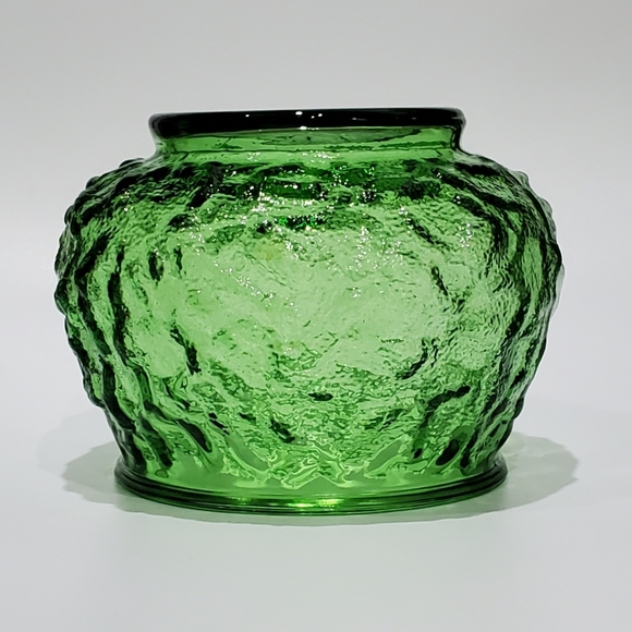 Vntg E.O. Brody Green Textured Glass Squat Vase made in Cleveland Ohio - Picture 12 of 14